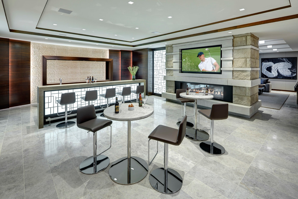 Inspiration for a contemporary home bar remodel in Detroit