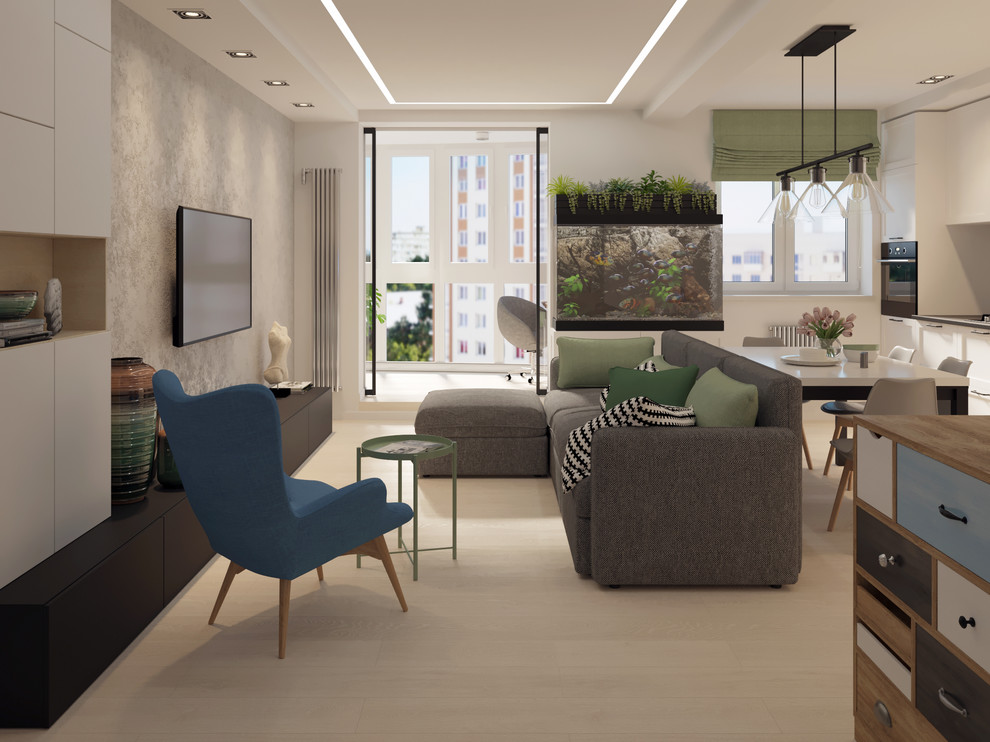 Светлая кварира с черными акцентами