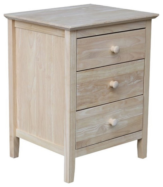 International Concepts Solid Wood 1-Drawer Nightstand - Unfinished, 25 ...