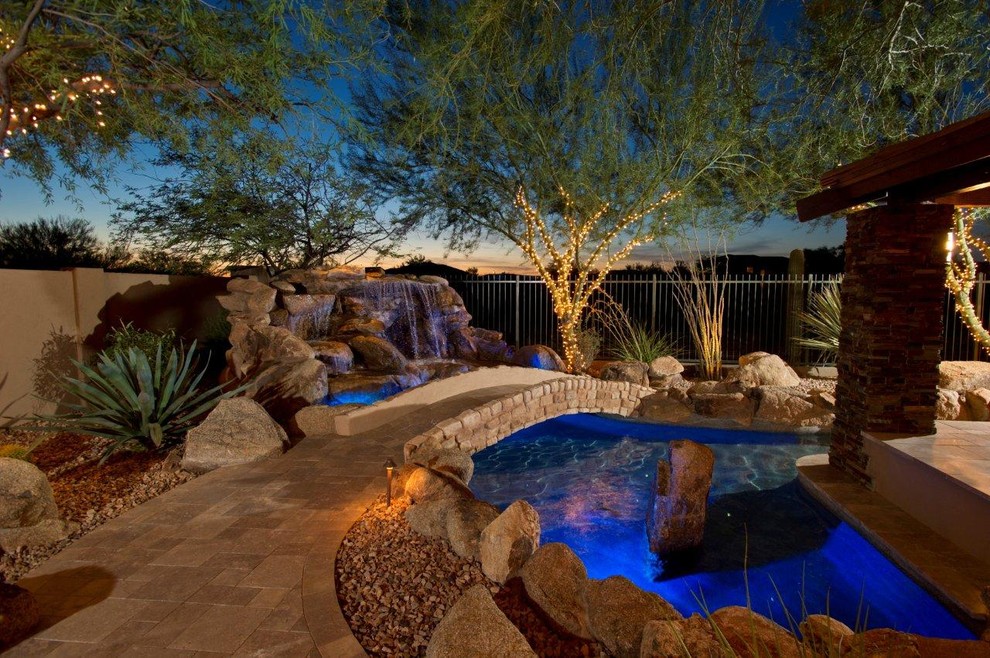 Mediterranean custom-shaped pool in Phoenix.
