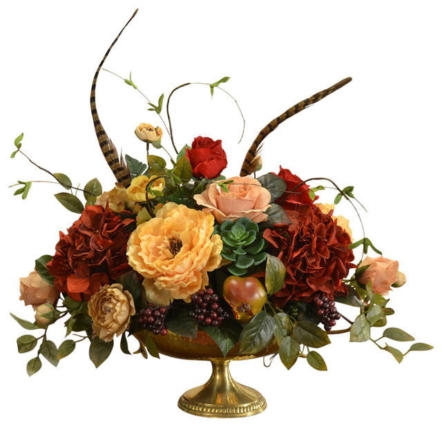 Silk Floral Hydrangeas Centerpiece in Vase