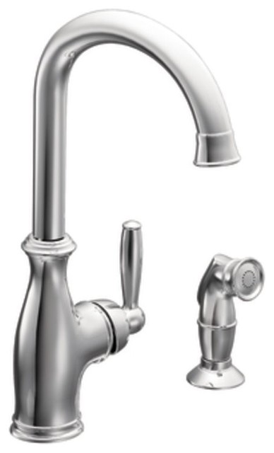 Moen 7735 Brantford Single Handle High Arc Kitchen Faucet with Matching Sidespra