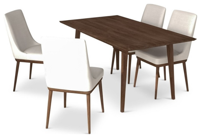 Altus Modern Solid Wood Walnut Dining Room & Kitchen Table and 4 Chair ...