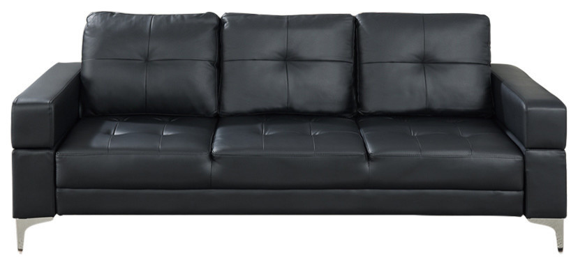Adjustable Sofa With Movable Armrest In Black Polyurethane
