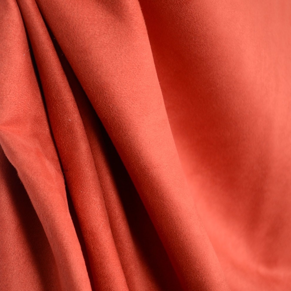 Picadilly Red 003 Red Faux Suede Polyester Fabric, Sample