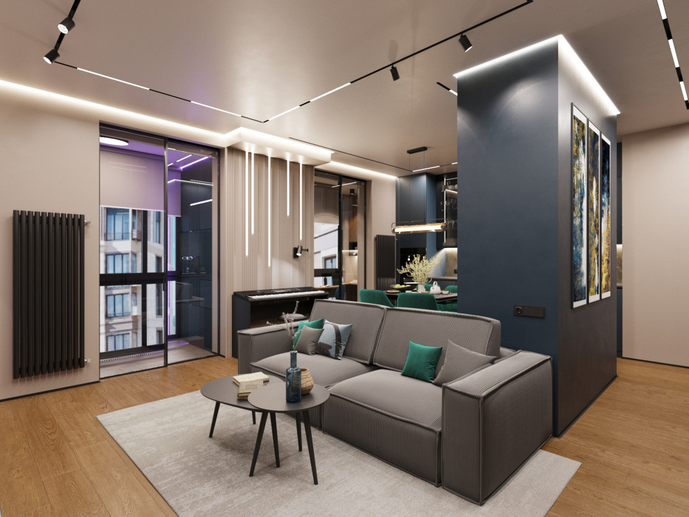 Дизайн-проект квартиры в темно серых тонах