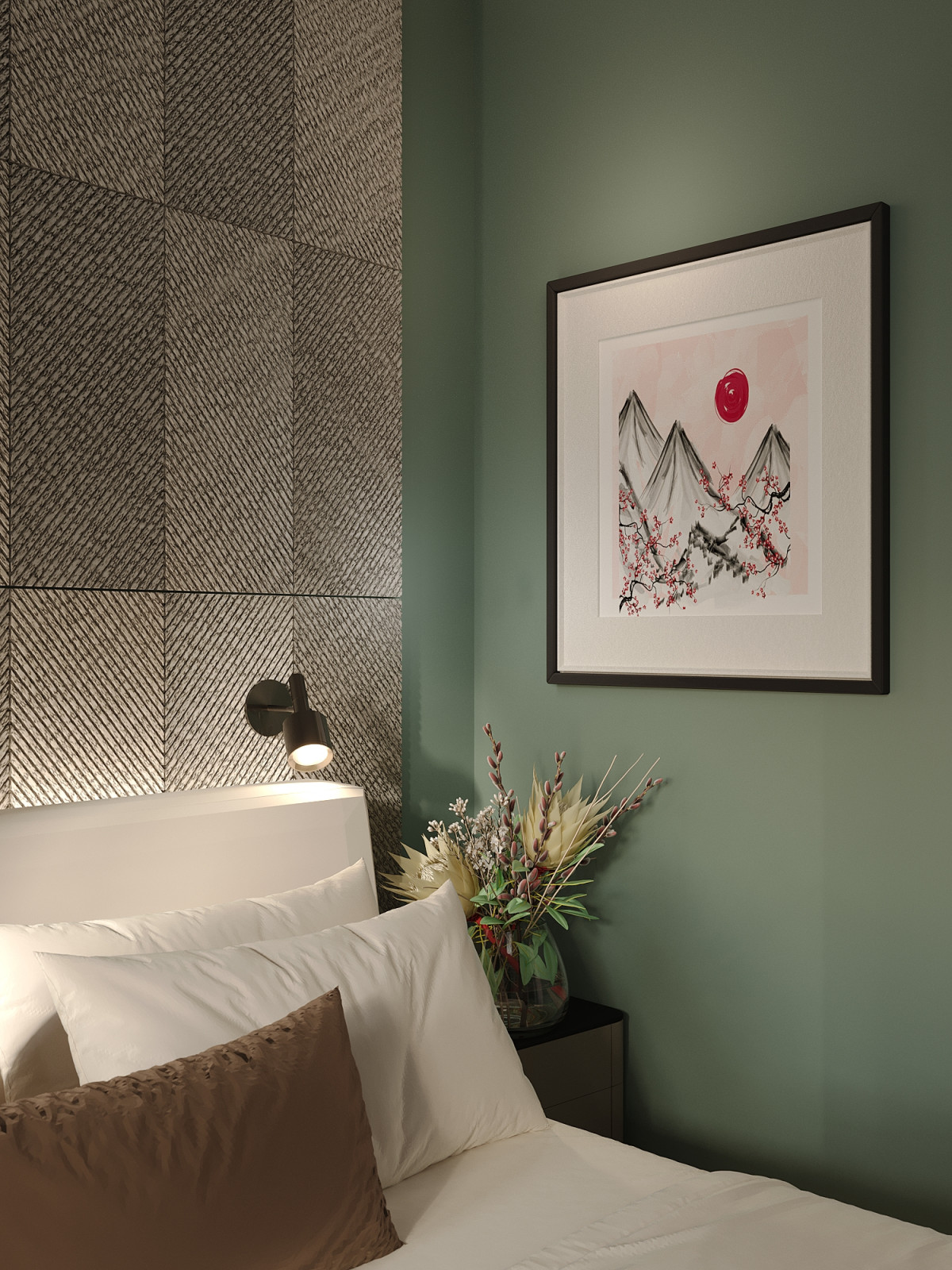 Спальня с японским акцентом.