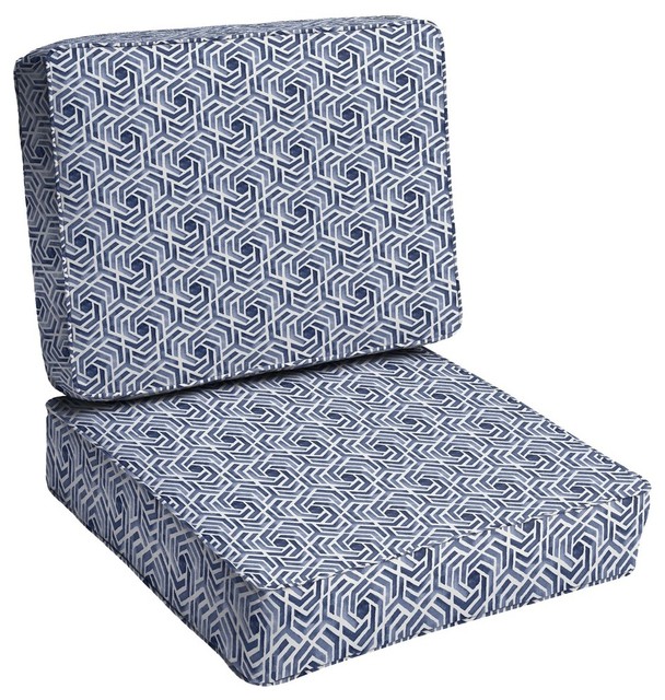 Soren Navy White Geometric Outdoor Chair Cushion Corded Contemporary Cushions And Pillows By Mozaic Company Houzz Soren Navy White Geometric Outdoor, Navy And White Chair Cushions