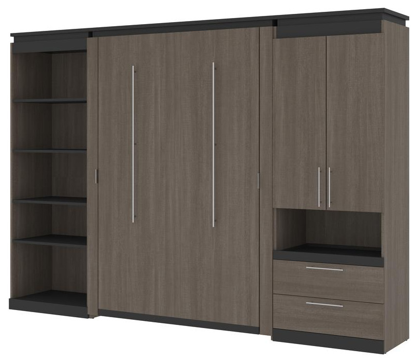 Orion  118W Full Murphy Bed With Multifunctional Storage (119W) In Bark Gray...
