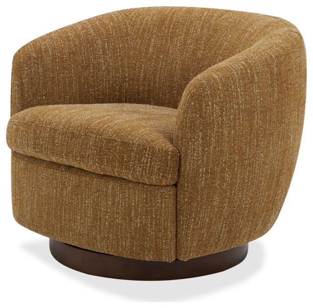 Divani Casa Wendt Modern Mustard Fabric Swivel Accent Chair Modern