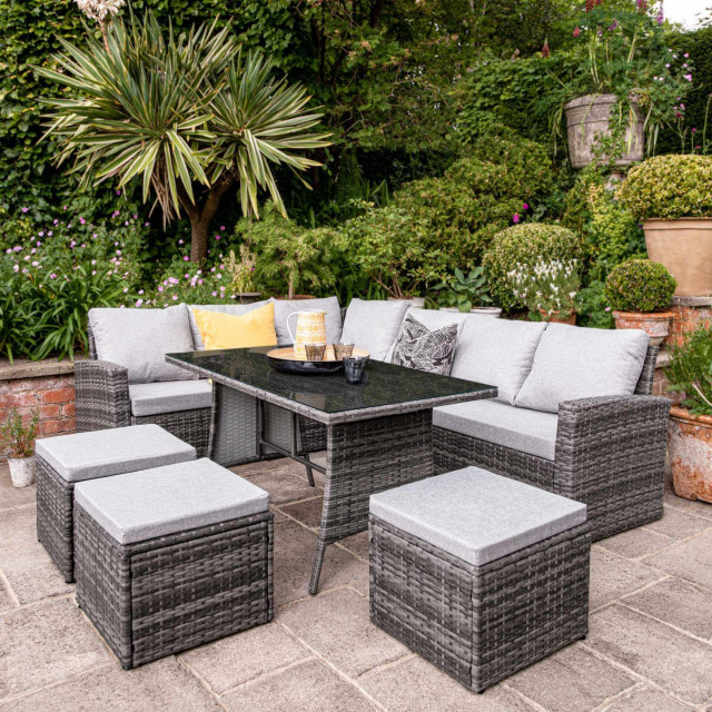 Aston Rattan Corner Sofa Set 9 Seater Laura James