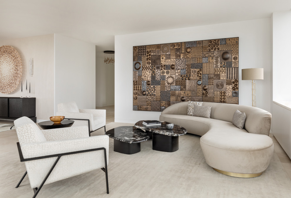 Design ideas for a contemporary living room in New York.