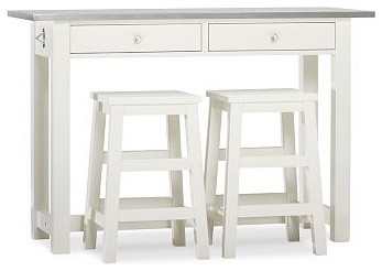 Balboa Wood & Stainless Steel Counter-Height Table & Stools, White