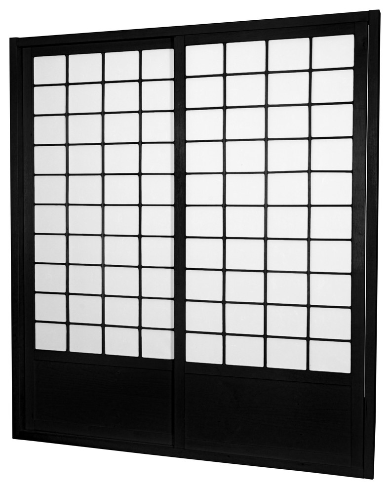 7 Tall Zen Shoji Sliding Door Kit Double Sided Black