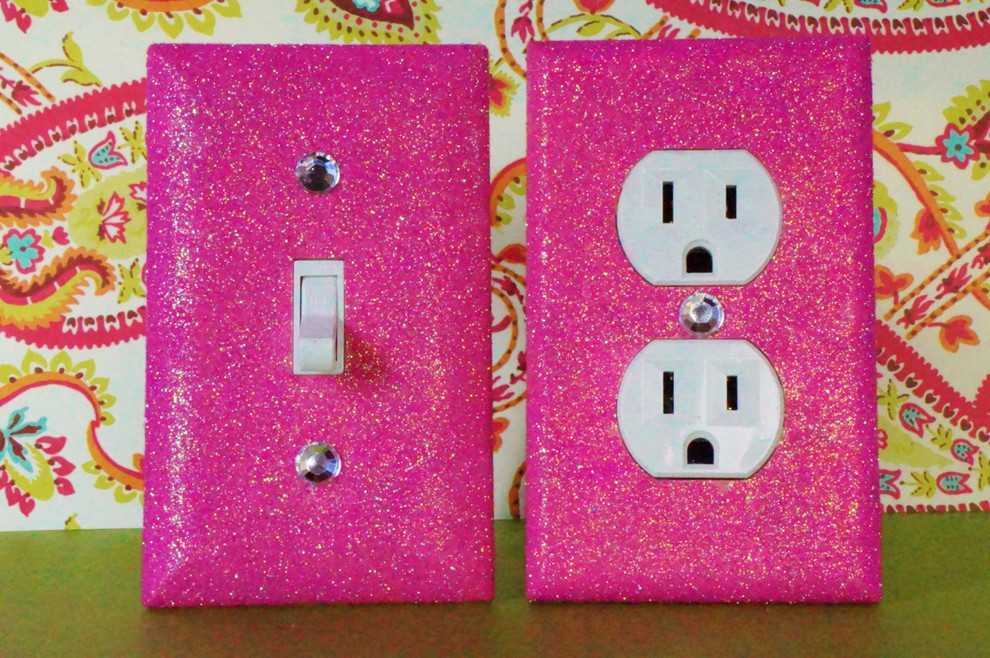 Breezy Pink Glitter Switch Plate and Outlet Cover by Electrik Krayon