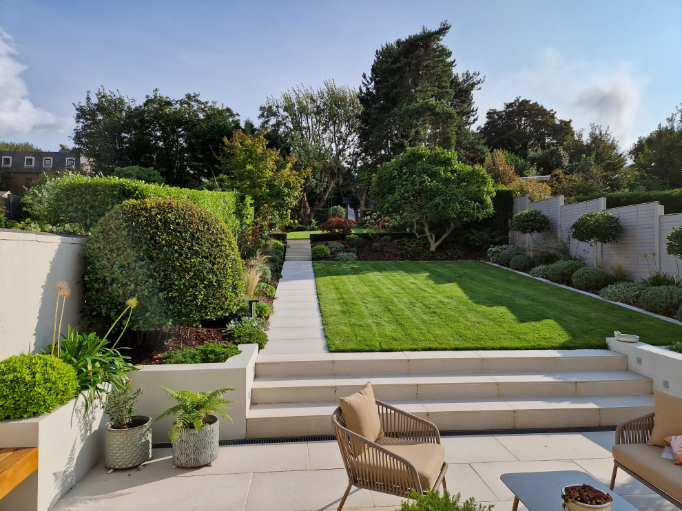 Inspiration for a backyard garden in Dublin with with path.