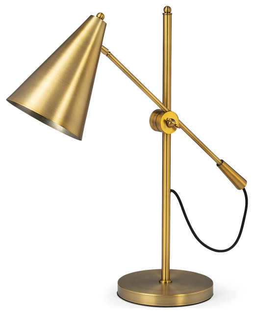 Sleek Golden Cone Adjustable Table or Desk Lamp Transitional Desk