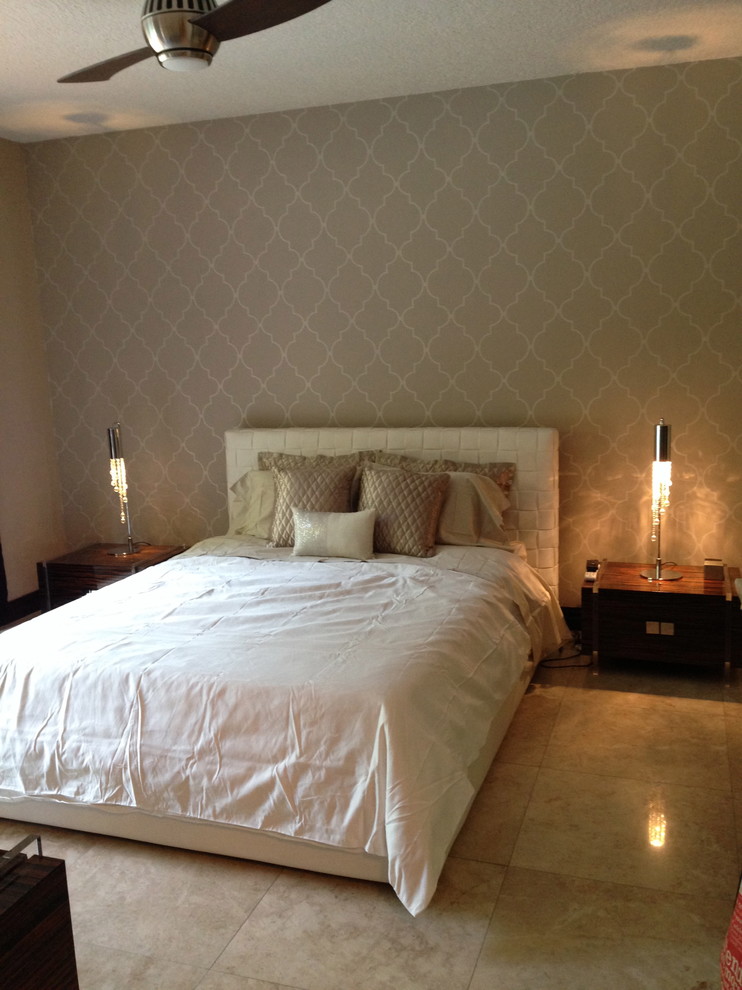 Design ideas for a mid-sized contemporary bedroom in Miami.