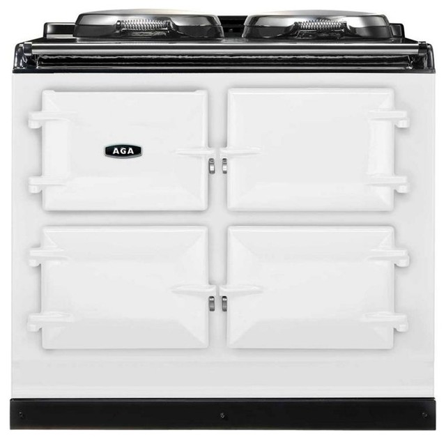 Aga Total Control Cast Iron 3Oven Electric Range, White Contemporary