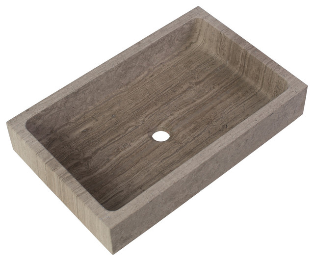 Lehi Rectangular Above Counter Vessel Sink For Bathroom Wooden Gray Marble