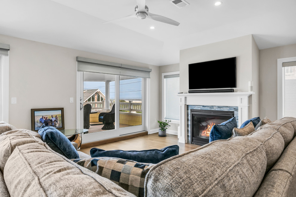 Inspiration for a large coastal living room remodel in Austin