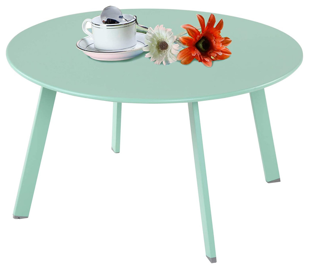 Round Steel Patio Coffee Table Industrial Side Tables And End