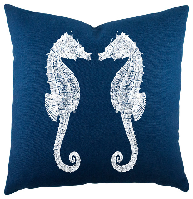 Seahorses Pillow, Navy