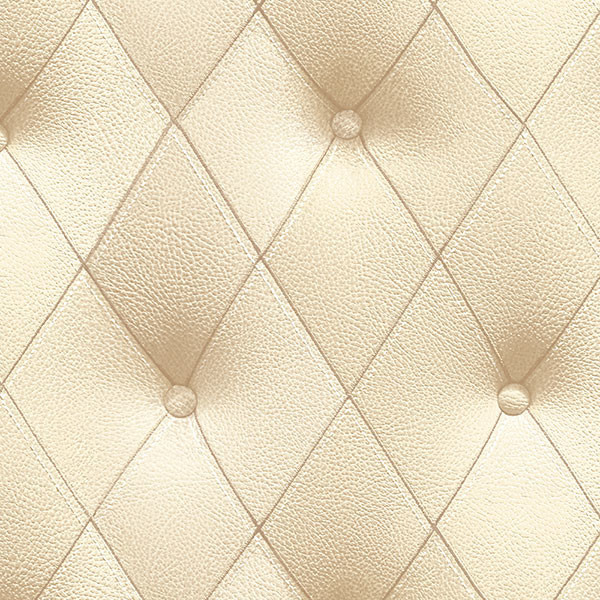Modern Button-Back Tufted Upholstery Pattern Wallpaper, Tan, 1 Bolt