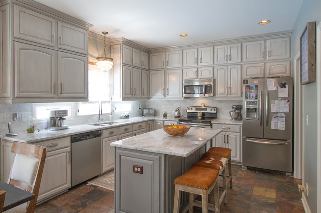 Gray Painted Kitchen Cabinets Transitional Kitchen Nashville