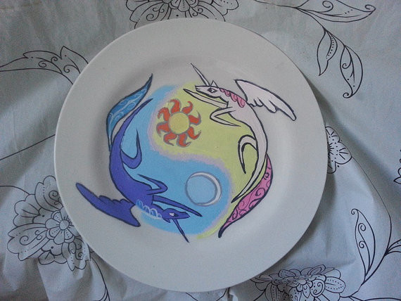 My Little Pony Celestia and Luna Hand-Painted Plate by Lightning Chaser 15