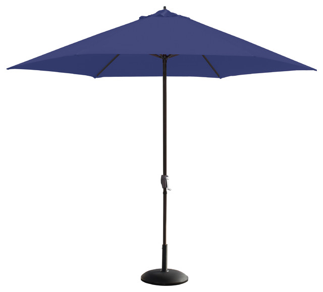 11' Aluminum Market Umbrella, Crank Open, No Tilt, Polyester, Navy Blue