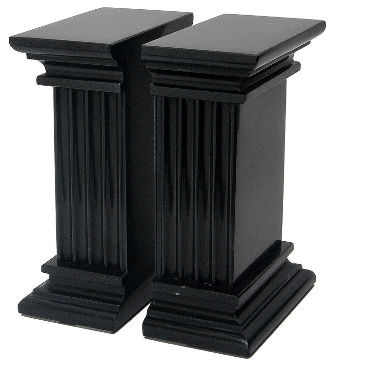 Renaissance Marble Bookends, 2Piece Set, Jet Black Traditional