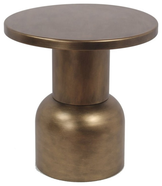Privilege Large Round Contemporary Metal Accent Table in Gold