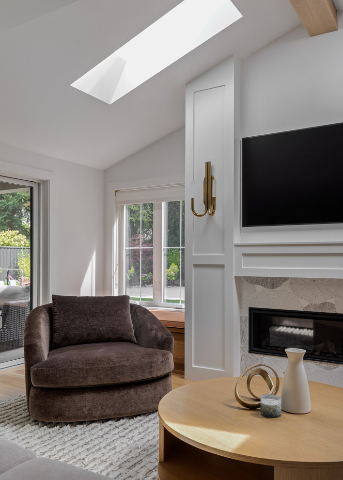 Fireplace Wall with Brass Sconces