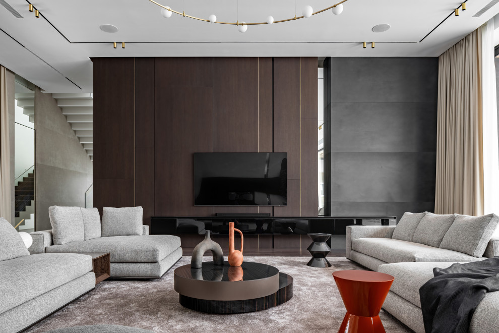 Двухэтажный загородный дом в современном стиле с глиняными акцентами