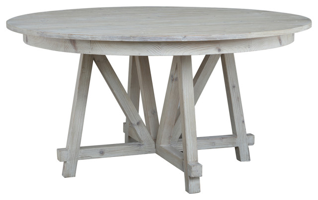 White Wash Farmhouse Round Table - Farmhouse - Dining Tables - by ...