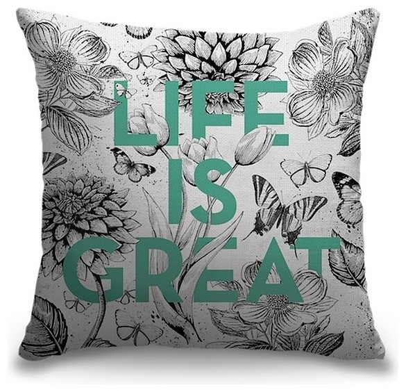 Vintage Illustration Inspiration Life Is Great Outdoor Pillow