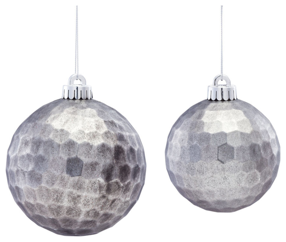 Ball Ornament, 6Piece Set, 4"D, 4.5"D Plastic Contemporary