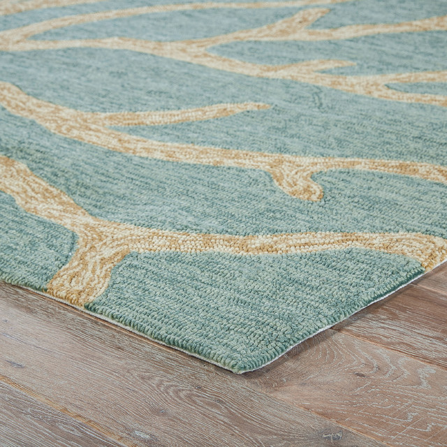 Jaipur Living C Indoor Outdoor Abstract Teal Tan Area Rug Jaipur Living C Indoor Outdoor