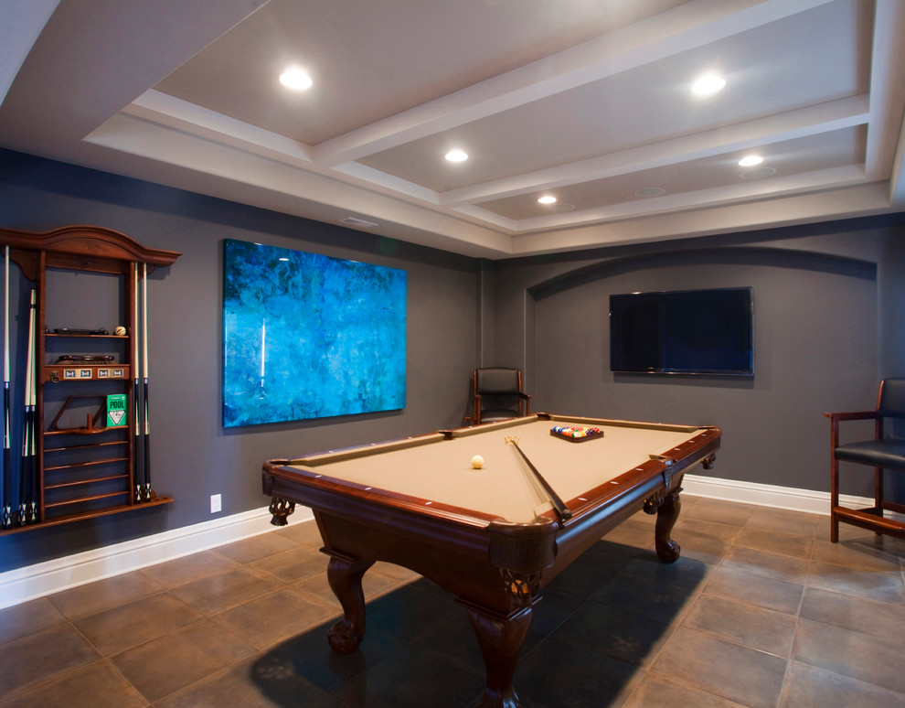 Example of a transitional basement design in Omaha