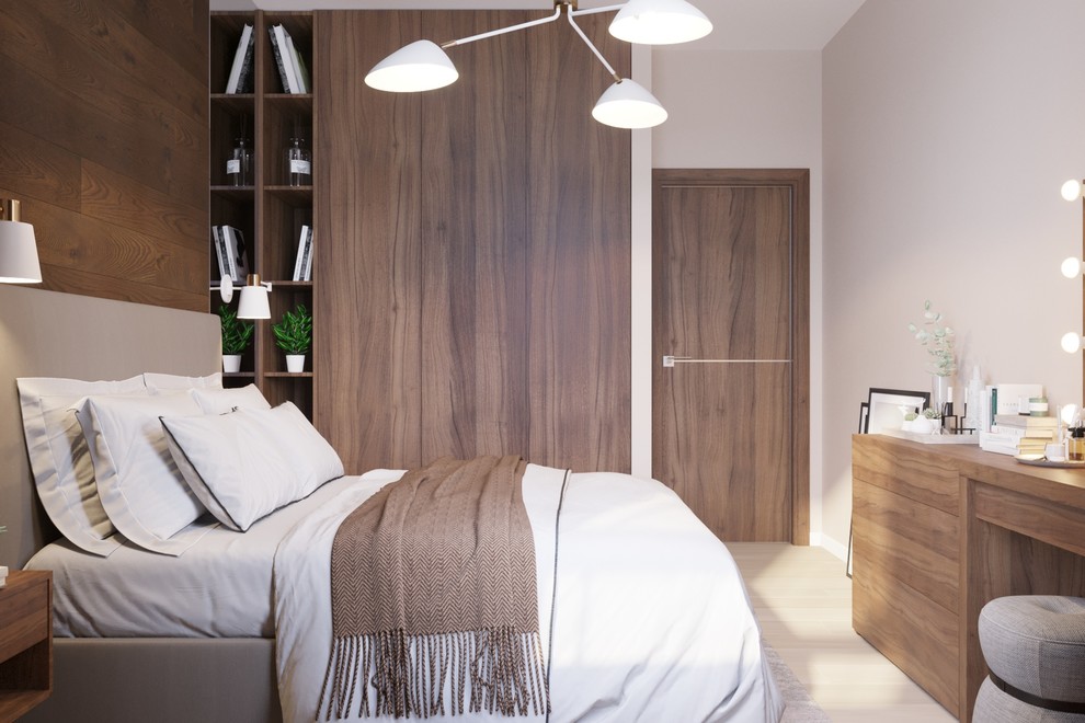 Спальня в деревянной отделке