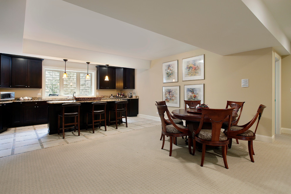 Traditional basement in Denver.