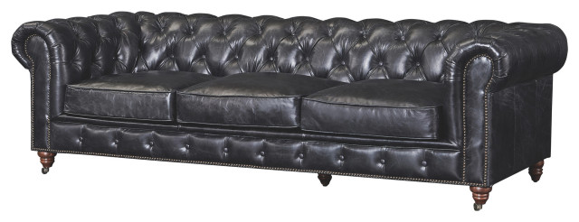 Top Grain Leather Chesterfield Sofa, Slate - Traditional - Sofas - by  Crafters and Weavers | Houzz