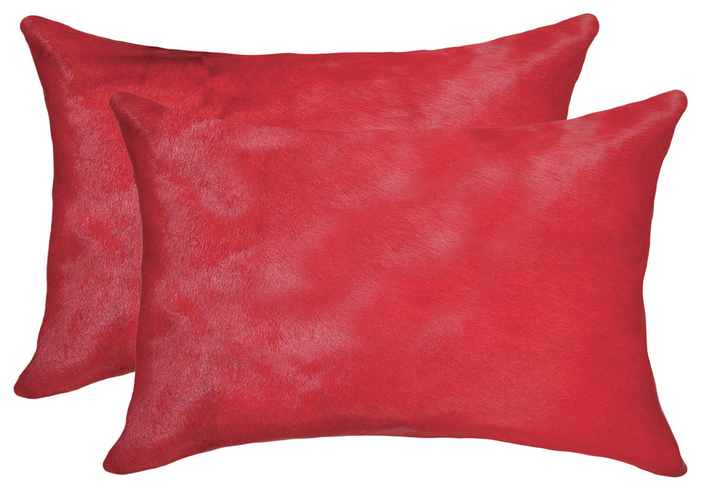 12"x20" Torino Cowhide Pillows, Set of 2, Firecracker