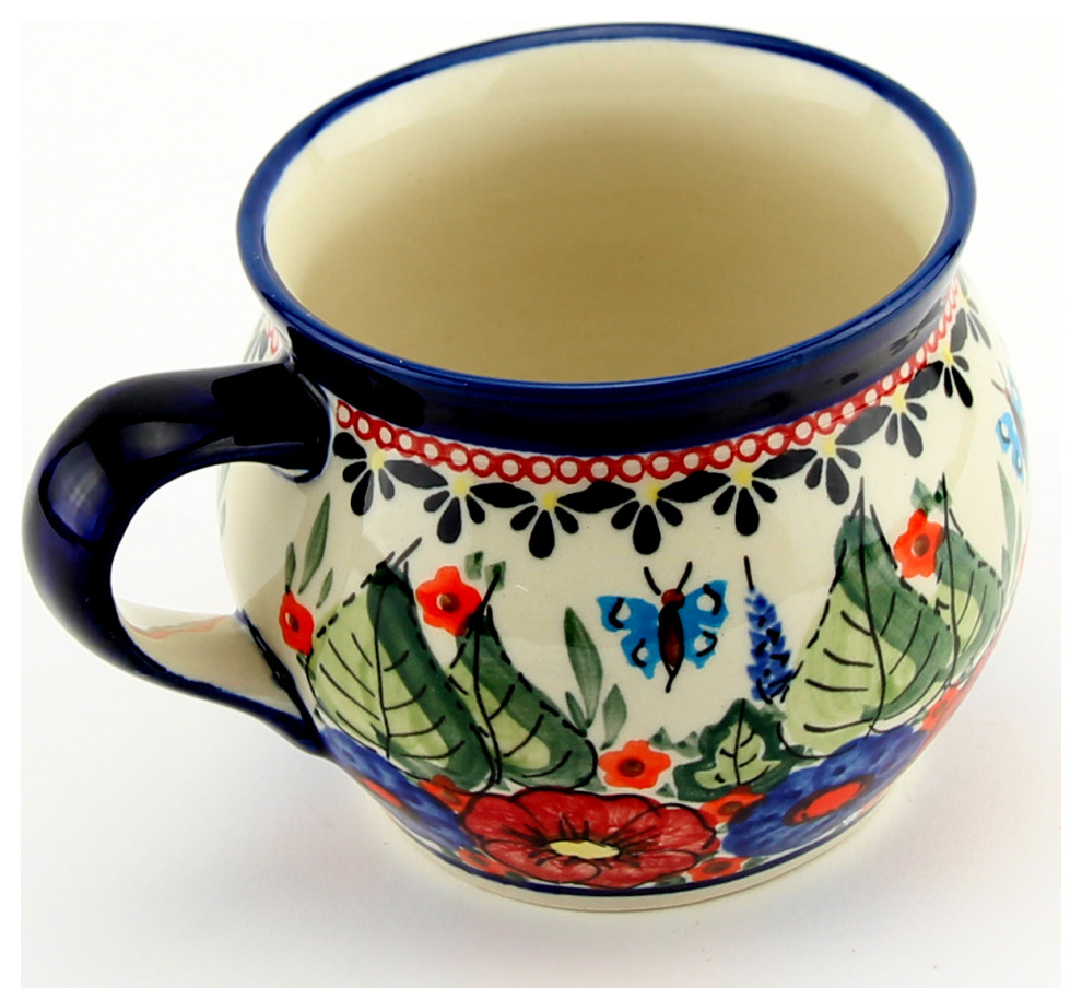 Polish Pottery Potbelly Coffee Mug, Pattern Number: 149 Art