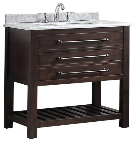 Ove Decors Harry 36 Bathroom Vanity Java Brown With Carrara Marble Ove Decors Harry 36 Bathroom Vanity Java Brown With Carrara Marble Countertop