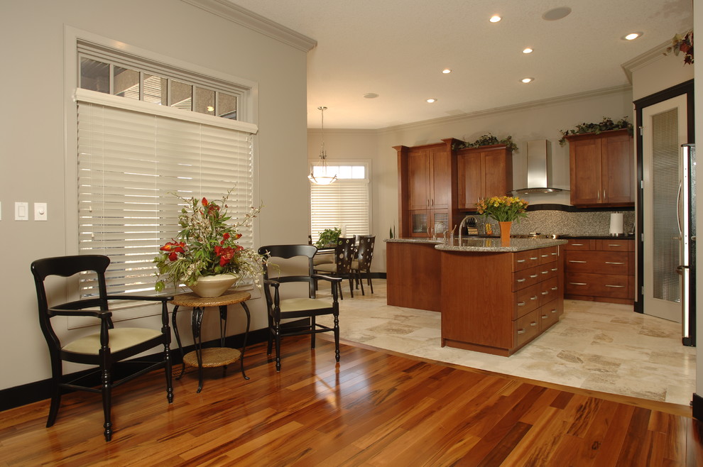Transitional home design photo in Edmonton