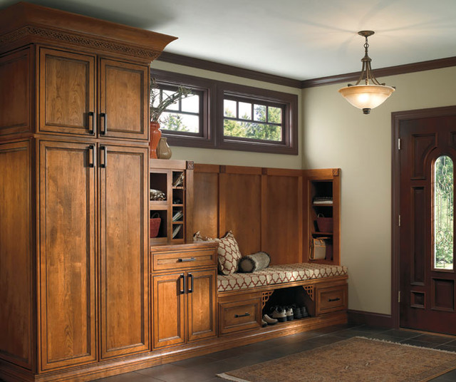 Cherry Entryway Cabinets Rustic Entrance Denver By Cabinet