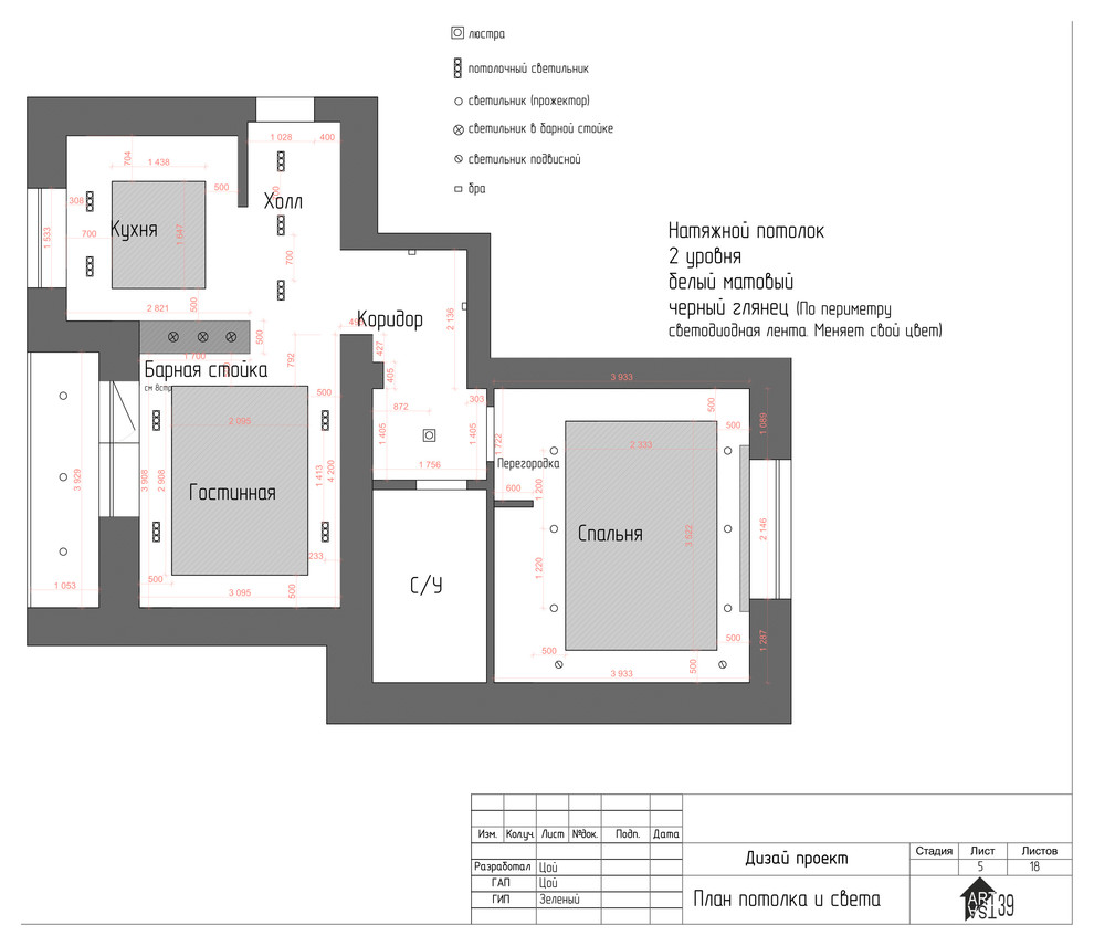Дизайн проект. двух комнатной квартиры. Для молодово человека.