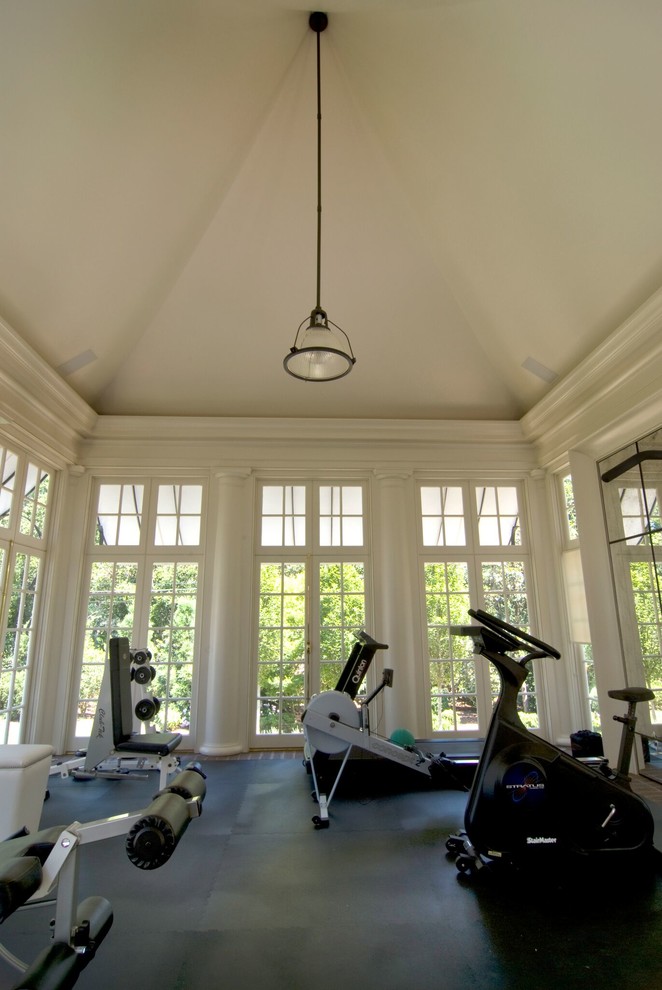 Traditional home gym in Orange County.